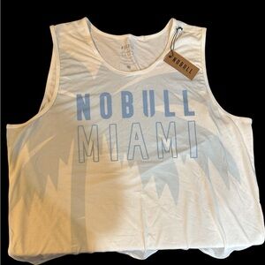 NOBULL White Miami Tank with Blue Print